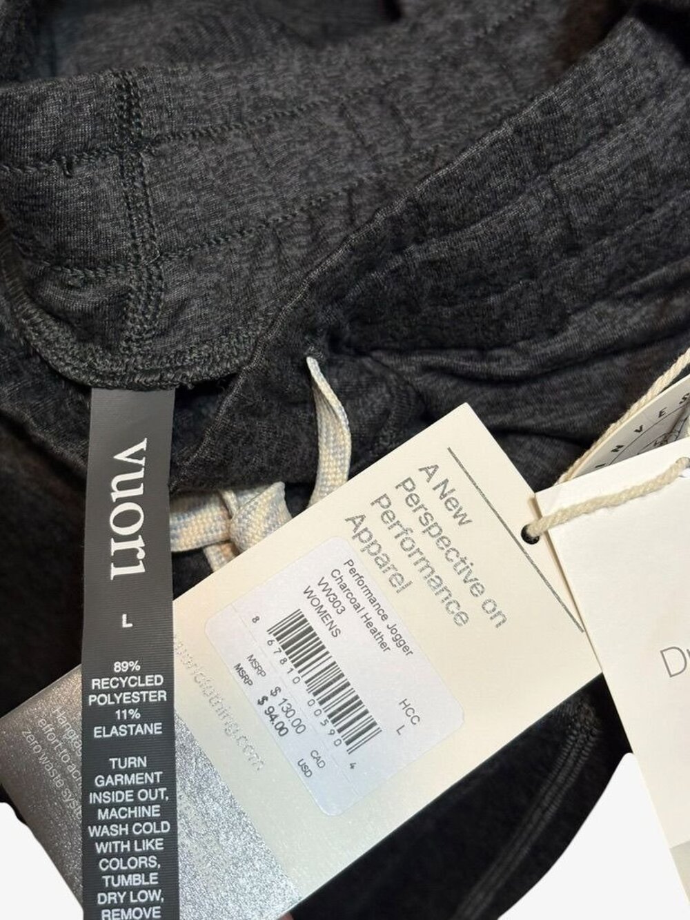 NWT Vuori Performance Jogger Large Charcoal Heather DreamKnit™ NEW Price Firm - Picture 4 of 6
